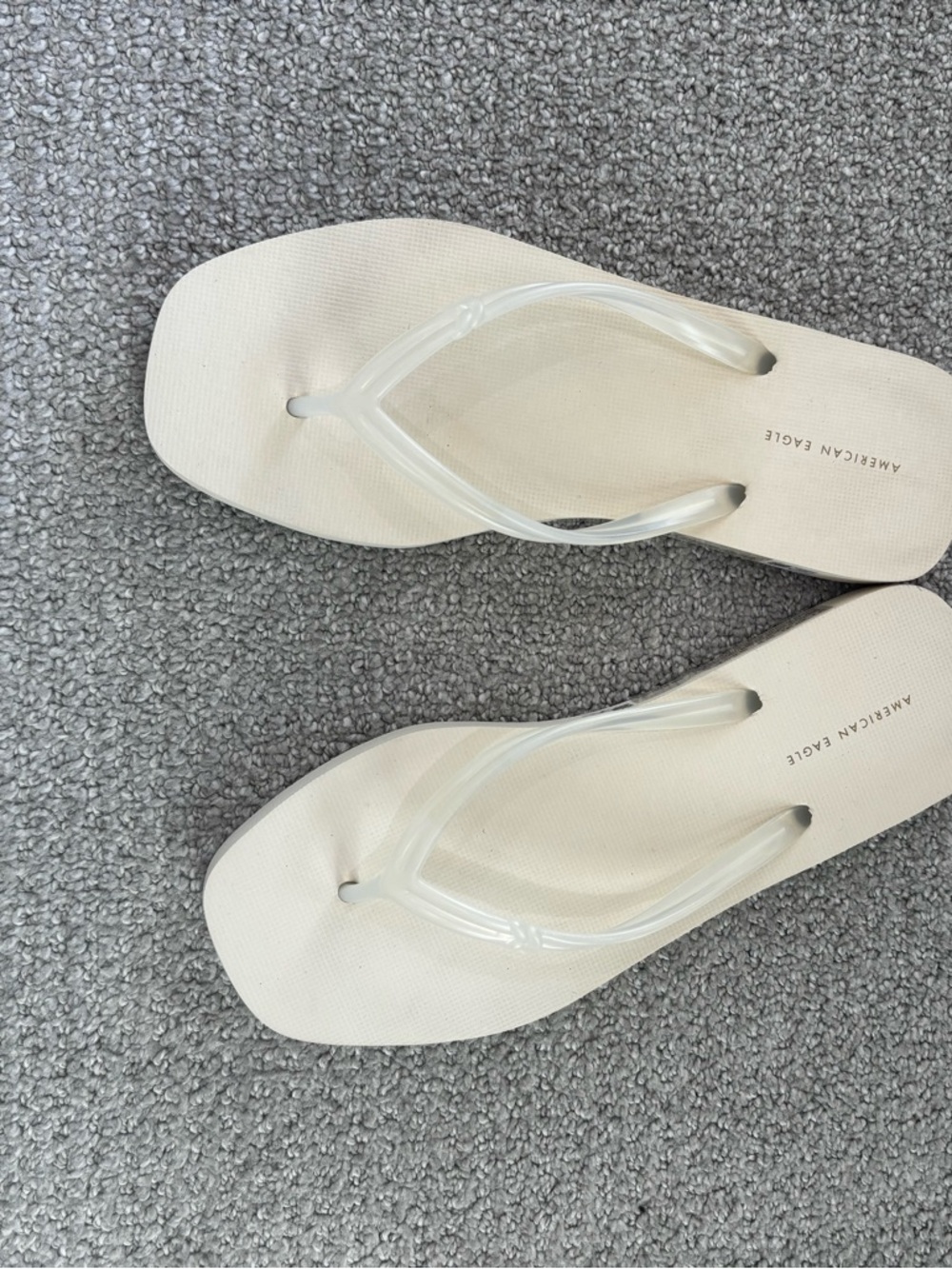 American Eagle Outfitters Clear-Strap Cream Flip Flop Sandals